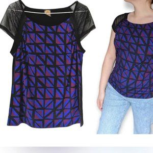 3/25$ 🦋 Anne Klein Geometrical Print Top Blouse size 12